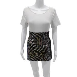 Halpern Women Black Animal Print Straight Pencil Skirt Polyester Zip Size 36